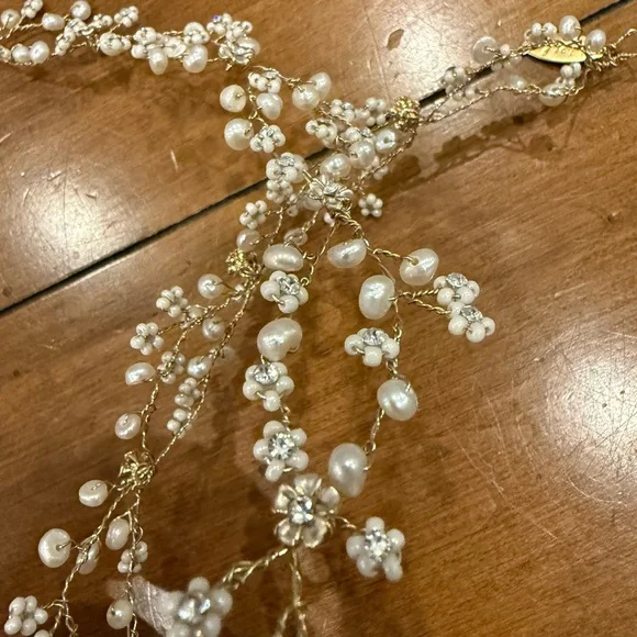 BHLDN pearldrop gold halo - Picture 3 of 4